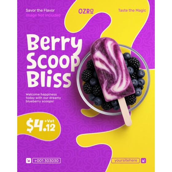 Blueberry Popsicle Ice Cream Food Poster PSD Material